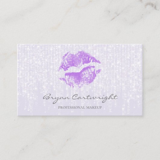 Paarse kussenlippen met subtiele Twinkle Lights ma Visitekaartje (Voorkant)