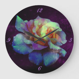Paarse Kust Turquoise Roos Wall Clock Grote Klok