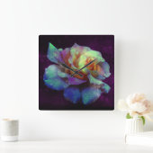 Paarse Kust Turquoise Roos Wall Clock Vierkante Klok (Huis)