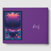 paarse kust vibe bruiloft gastenboek (Achterkant)