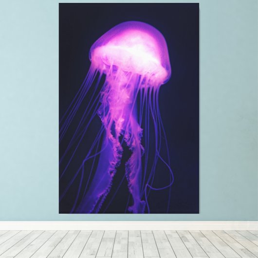 Paarse kwal en Blue Ocean Canvas Print (Insitu (Houten vloer))