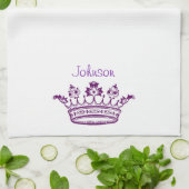 Paarse kweekJouw tekst Theedoek (Gevouwen)