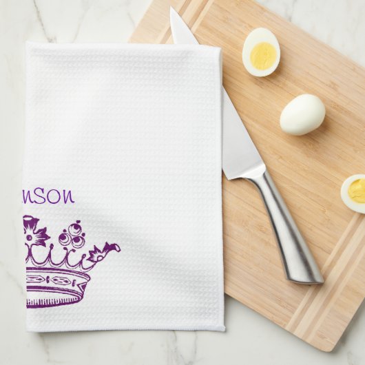 Paarse kweekJouw tekst Theedoek (Quarter Fold)