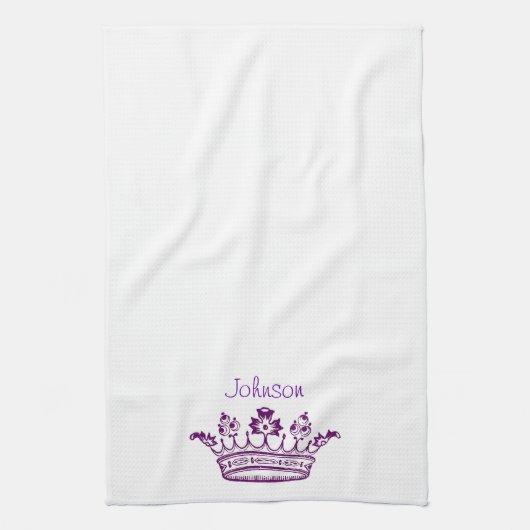 Paarse kweekJouw tekst Theedoek (Verticaal)