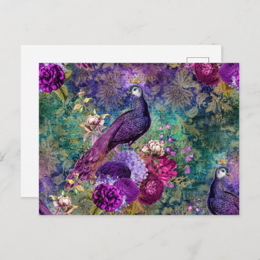 Paarse kweekvijver met bloemen briefkaart (Voorkant / Achterkant)