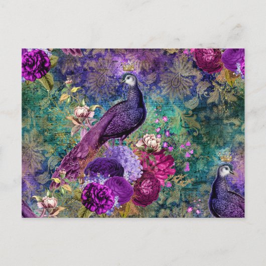 Paarse kweekvijver met bloemen briefkaart (Voorkant)