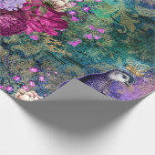 Paarse kweekvijver met bloemen cadeaupapier (Hoek)