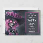 💀 Paarse La Calavera in pet met bloemen Kaart (Voorkant)