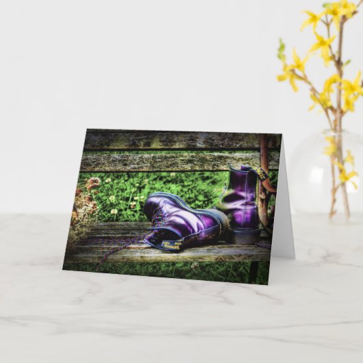 Paarse laarzen Kaart (Gele Bloem)