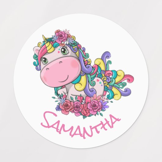 Paarse labels van de Unicorn-partij (Design 1)