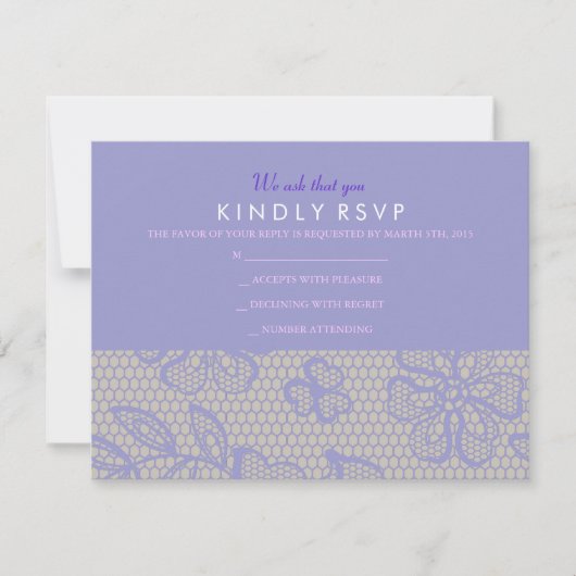  PAARSE LACE Bat Mitzvah Reply Card RSVP Kaartje (Voorkant)