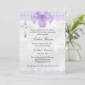 Paarse Lace Bow Eerste Heilige Communie Kaart (Staand voorkant)