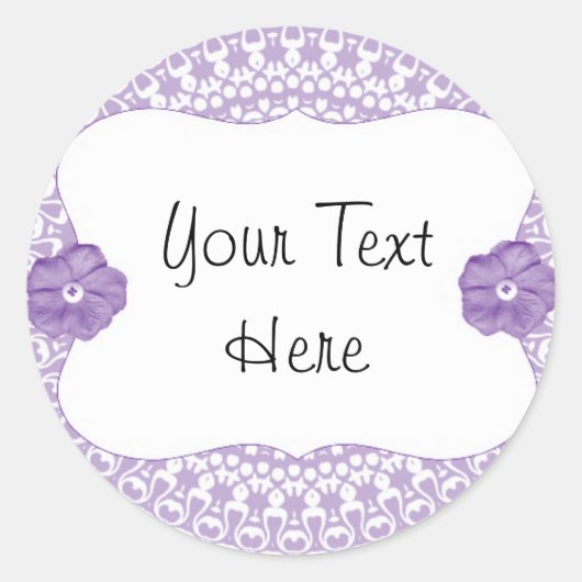 Paarse Lace Flower Cup cake Toppers/Labels/Sticker Ronde Sticker (Voorkant)