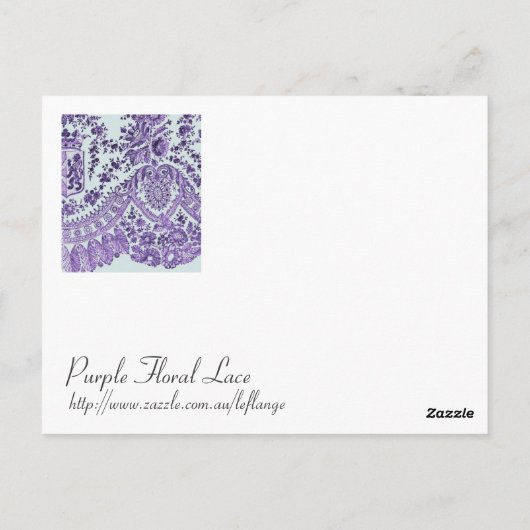 Paarse Lace Flowers Briefkaart (Achterkant)