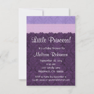 Paarse Lace Little Princess Girl Baby shower S210 Kaart