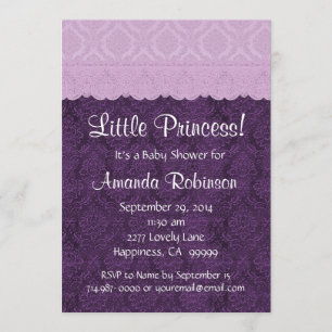Paarse Lace Little Princess Girl Baby shower S21G Kaart