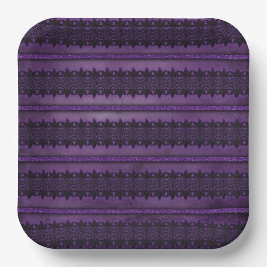 PAARSE LACE LOOK PATRONEN PAPIEREN BORDJE (Voorkant)