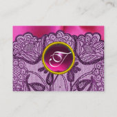 PAARSE LACE PINK FUCHSIA SILKCLOTH, GEM MONOGRAM VISITEKAARTJE (Achterkant)