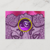 PAARSE LACE PINK FUCHSIA SILKCLOTH, GEM MONOGRAM VISITEKAARTJE (Achterkant)
