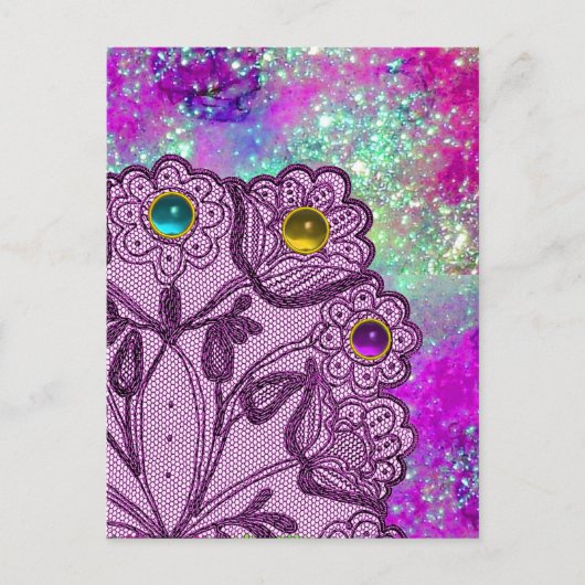 PAARSE LACE-STROMEN EN KLEURSTONEN BRIEFKAART (Voorkant)