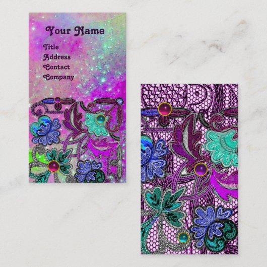 PAARSE LACE-STROMEN EN KLEURSTONEN VISITEKAARTJE (Voorkant / Achterkant)