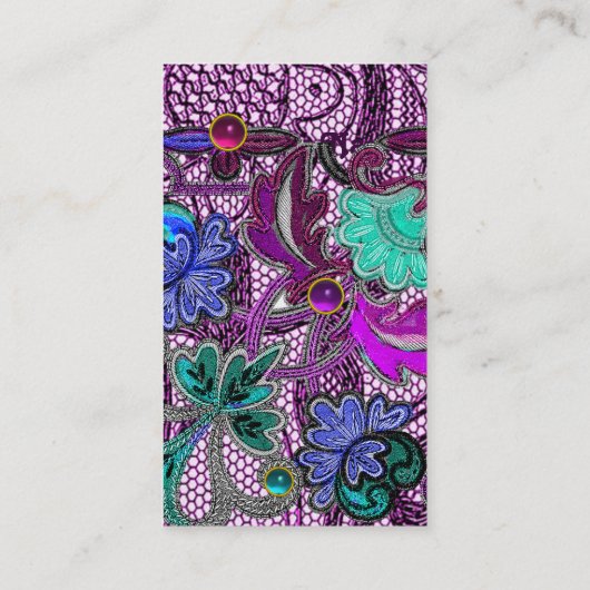 PAARSE LACE-STROMEN EN KLEURSTONEN VISITEKAARTJE (Achterkant)