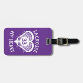 Paarse Lacrosse Mijn Bagagelabel van het hart (Voorkant horizontaal)