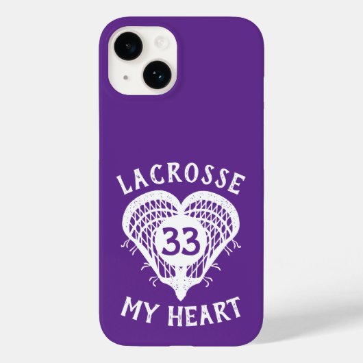 Paarse Lacrosse My Heart Hoesje-Mate iPhone Case (Achterkant)