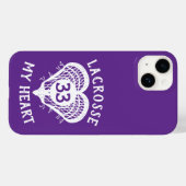 Paarse Lacrosse My Heart Hoesje-Mate iPhone Case (Achterkant (horizontaal))