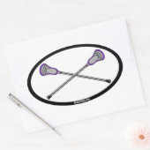 Paarse Lacrosse Sticks Ovale Sticker (Envelop)