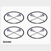 Paarse Lacrosse Sticks Ovale Sticker (Vel)
