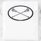 Paarse Lacrosse Sticks Ovale Sticker (Tas)
