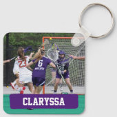 Paarse Lacrosse Stokken en Ballen Sleutelhanger (Achterkant)