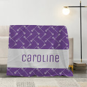 Paarse Lacrosse White Sticks gepatterd Fleece Deken