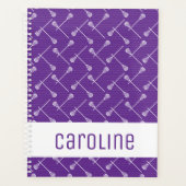 Paarse Lacrosse White Sticks gepatterd Planner (Voorkant)