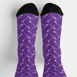 Paarse Lacrosse White Sticks Patterned Socks Sokken