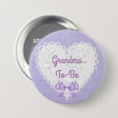 Paarse Lacy Oma-to-be Baby shower Button (Voorkant /achterkant)