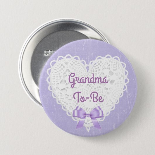 Paarse Lacy Oma-to-be Baby shower Button (Voorkant /achterkant)