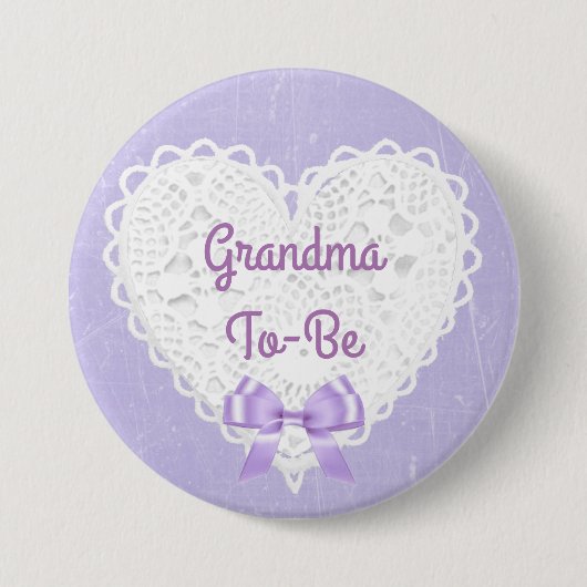 Paarse Lacy Oma-to-be Baby shower Button (Voorkant)