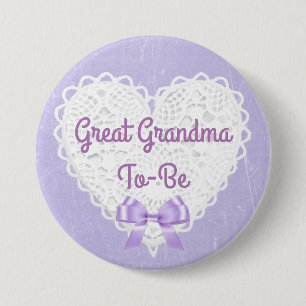 Paarse Lacy overgrootmoeder-to-be Baby shower Butt Ronde Button 7,6 Cm