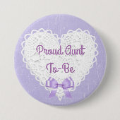Paarse Lacy Trotse Tante-to-Be Baby shower Button (Voorkant)