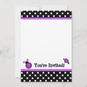 Paarse Ladybug Baby shower Black White Polka Dots Kaart (Achterkant)