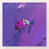 Paarse Ladybug Glazen Onderzetter (Voorkant)