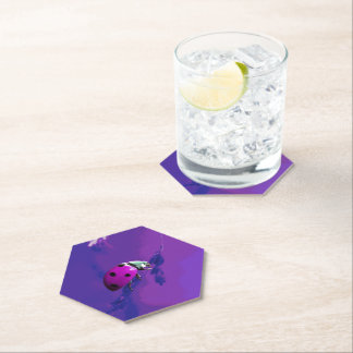 Paarse Ladybug Kartonnen Onderzetters