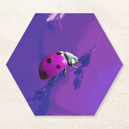 Paarse Ladybug Kartonnen Onderzetters (Voorkant)