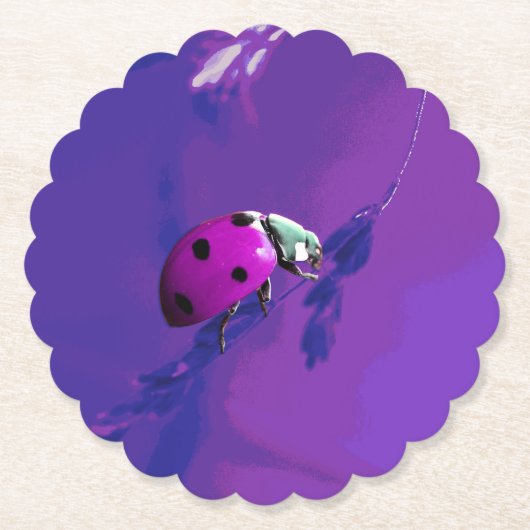 Paarse Ladybug Kartonnen Onderzetters (Voorkant)