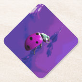 Paarse Ladybug Kartonnen Onderzetters (Voorkant)