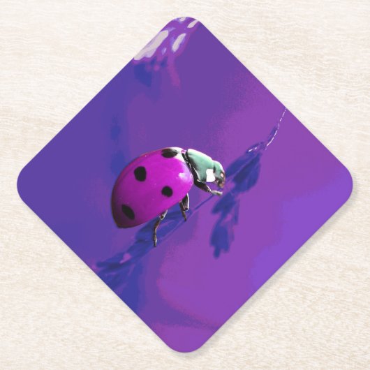 Paarse Ladybug Kartonnen Onderzetters (Voorkant)