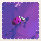 Paarse Ladybug Kartonnen Onderzetters (Voorkant)