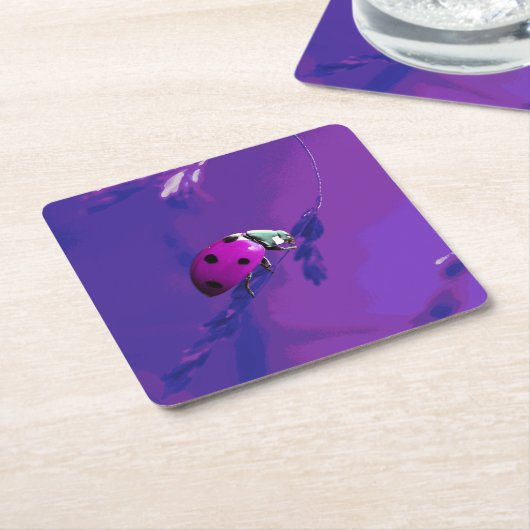 Paarse Ladybug Kartonnen Onderzetters (Schuin)